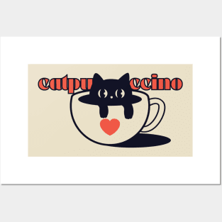 Catpuccino retro vintage Posters and Art